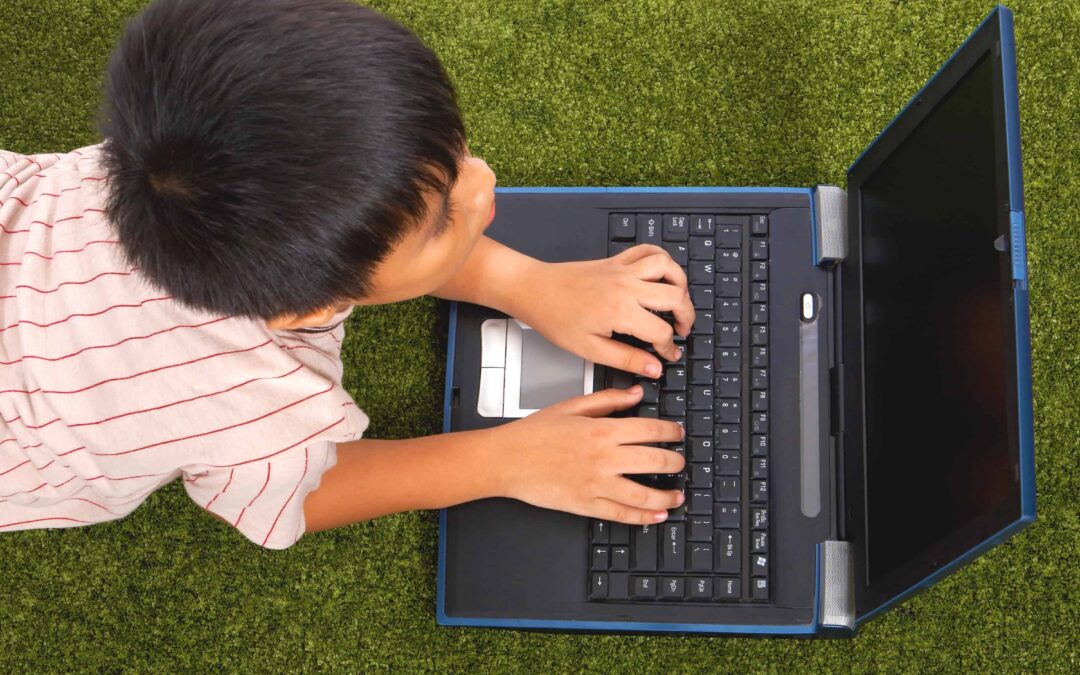 Young Kid Using His Notebook Computer