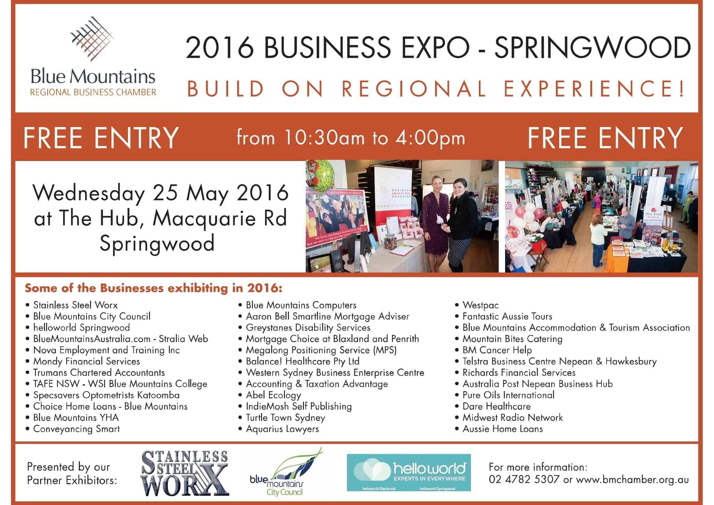 Blue Mountains 2016 Business Expo – Wednesday 25th May 2016