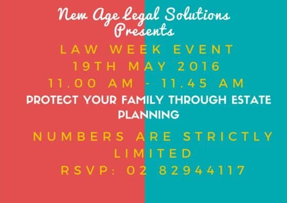 Free Law Week Event Thursday 19th May 2016